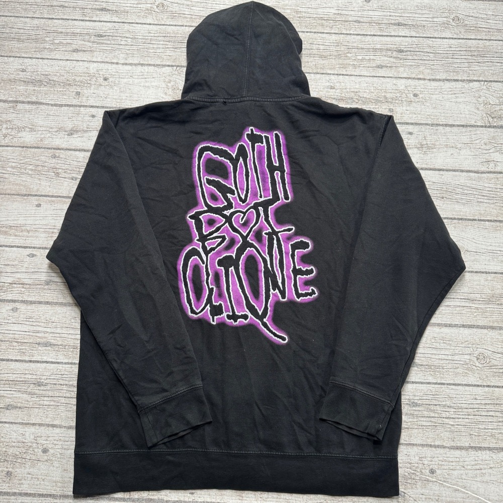 Y2K GothBoiClique Hoodie Men's L Black Zip Up Fleece Hip Hop Gothic Streetwear